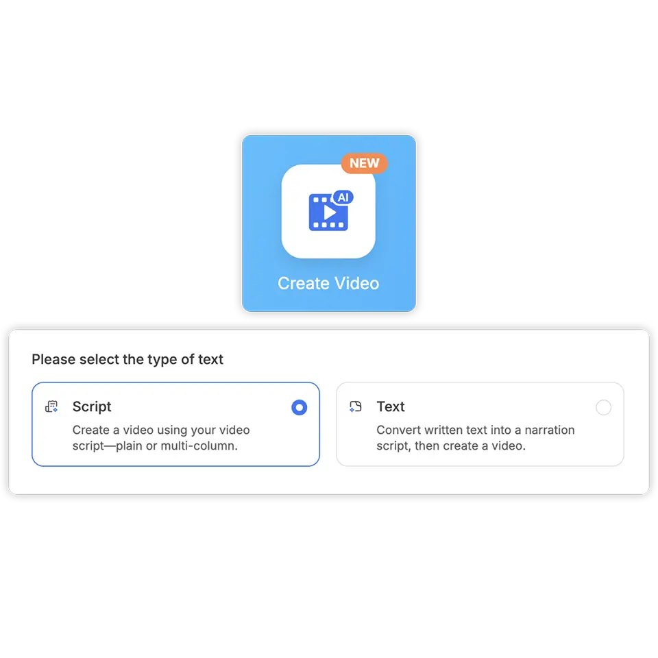 Visla ad video maker interface showing Script to Video option for easy ad creation.